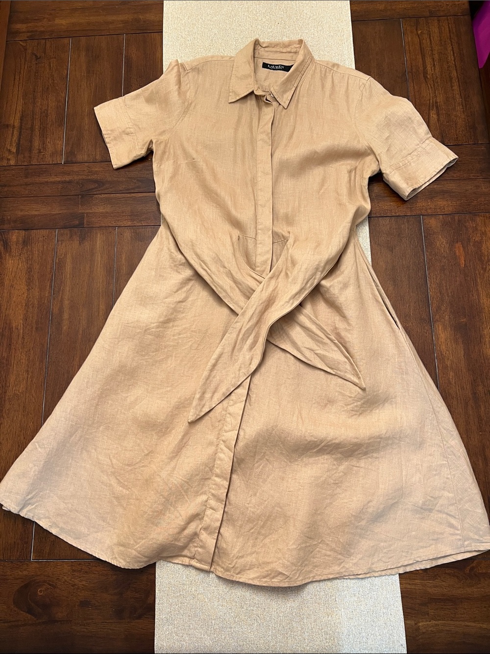 ❤️ Lauren Ralph Lauren Linen Tie-Waist Midi Dress - Picture 8 of 15